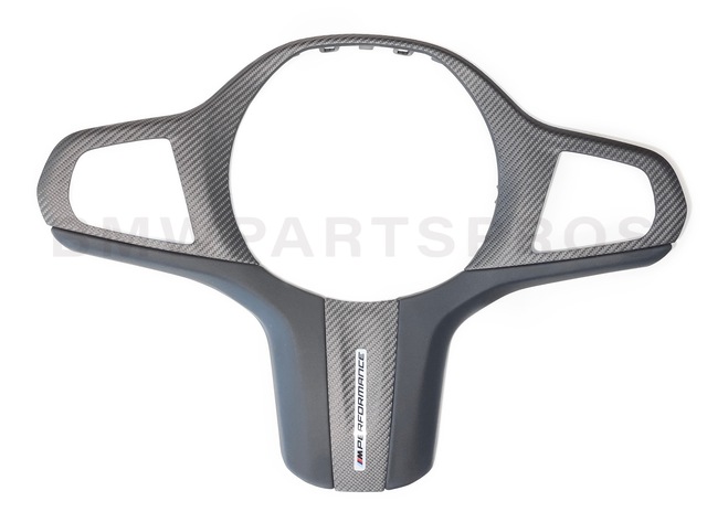 32302463595 - : BMW OEM M PERFORMANCE STEERING WHEEL TRIM IN MATTE CARBON FIBER W/ LEATHER for BMW: 230i, 330i, M240i, M340i, M4, Z4 Image