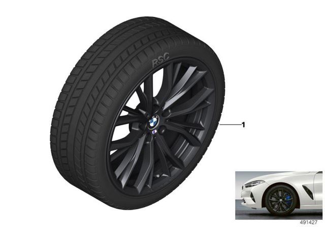 36112462559 - : BMW M PERFORMANCE 19" WINTER WHEEL &amp; TIRE 786M IN MATTE BLACK for BMW Image