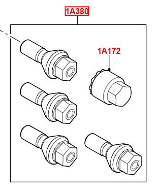 LR155113 - Wheels: Locking Wheel Bolt Kit, Silver Finish for Land Rover: Range Rover, Range Rover Sport Image