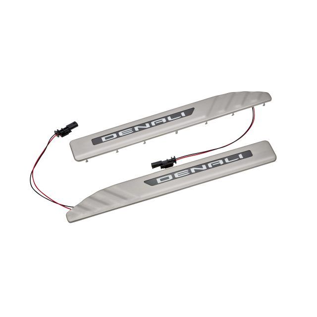 85136964 - Exterior: Illuminated Front Door Sill Plates with Denali Script for GMC: Sierra 1500, Sierra 2500 HD, Sierra 3500 HD Image