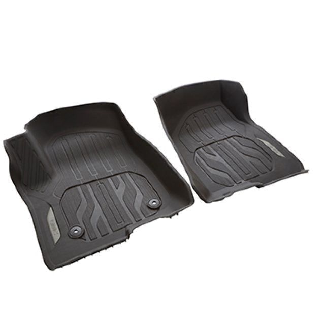 84333605 - Interior: 84333605 - First-Row Premium All-Weather Floor Liners in Dark Atmosphere with GMC Logo for GMC: Sierra 1500, Sierra 1500 Limited, Sierra 2500 HD, Sierra 3500 HD Image