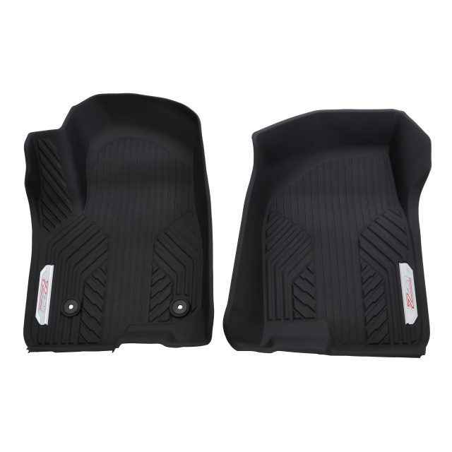 84348118 - Interior: First-Row Premium All-Weather Floor Liners in Jet Black with Chrome Z71 Logo for GM Image