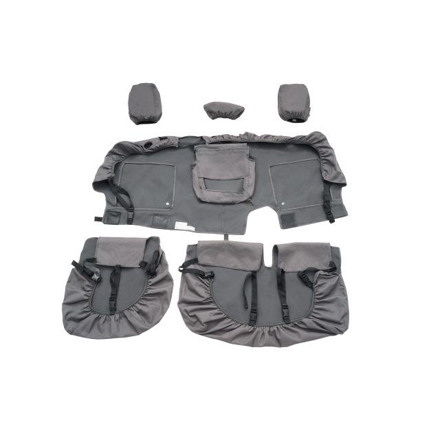 85558207 - Interior: Protective Rear Split-Folding Bench Seat Covers with Carhartt Logo and Deluxe Storage for Chevrolet: Silverado 1500, Silverado 1500 LTD, Silverado 2500 HD, Silverado 3500 HD | GMC: Sierra 1500, Sierra 1500 Limited, Sierra 2500 HD, Sierra 3500 HD Image