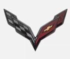 84658773 - : Rear Bumper Fascia Crossed-Flags Emblem in Carbon Flash for Chevrolet: Corvette Image