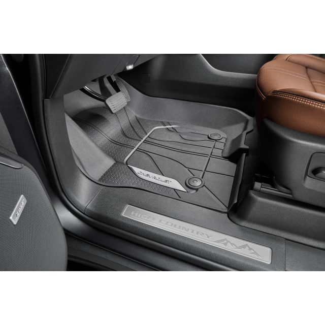 OMAC Semi-Custom Fit All-Weather Floor Mats For Chevrolet - 4-Piece Set, Black Rubber, Waterproof & Trimmable