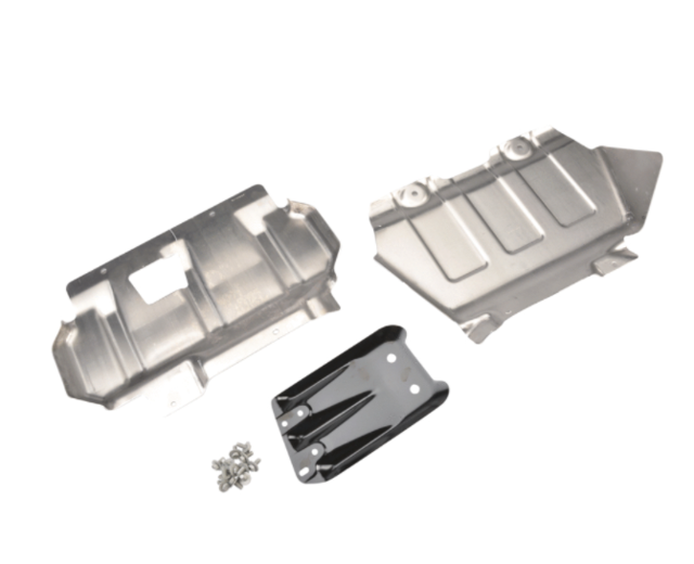 23176881 - Exterior: Front Under Body Shield - Steel for Cadillac: Escalade, Escalade ESV | Chevrolet: Silverado 1500, Silverado 1500 LD, Silverado 2500 HD, Silverado 3500 HD, Suburban, Suburban 3500 HD, Tahoe | GMC: Sierra 1500, Sierra 1500 Limited, Sierra 2500 HD, Sierra 3500 HD, Yukon, Yukon XL Image