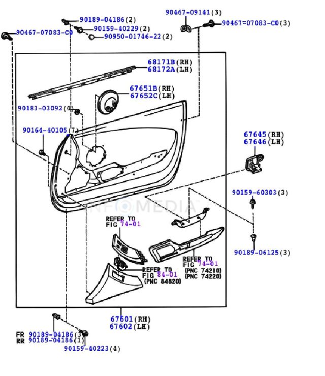 90467-07083-C0 - Genuine Toyota Supra MK4 Interior Door Card/Panel