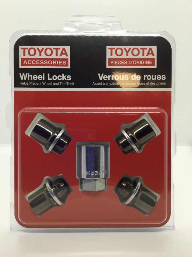 PK45600J00 - Wheels: Genuine Toyota Avalon Camry RAV4 Sienna Black Chrome Wheel Lock Set for Toyota: Avalon, Camry, Corolla, Prius, Prius Prime, RAV4, Sienna Image