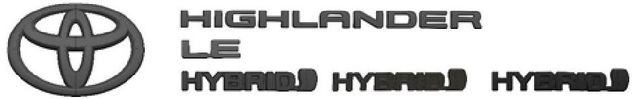 PT9484820C02 - Exterior: Genuine Toyota 2020 &amp; Newer Highlander Hybrid LE Blackout Emblem Overlays Set/Kit for Toyota Image