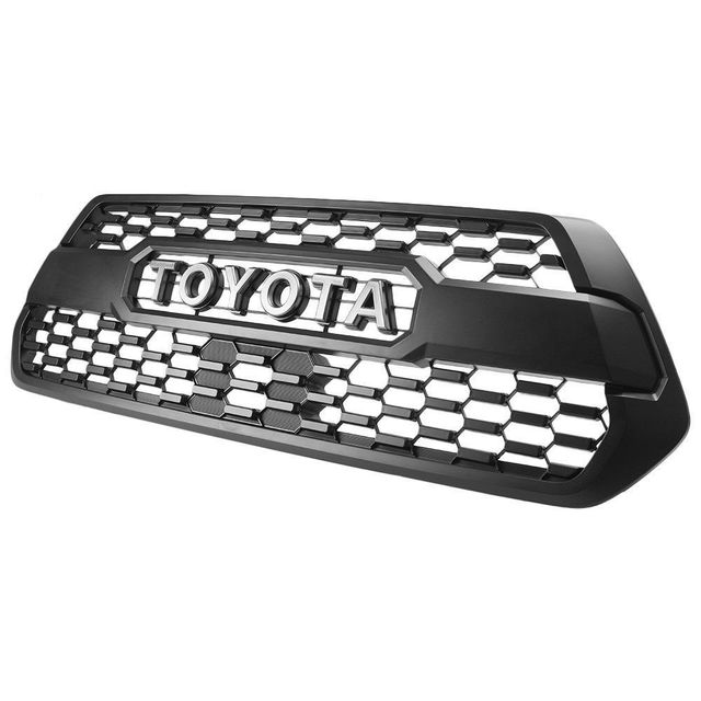 Genuine Toyota Tacoma TRD Pro Grille – 2016-2023, Matte Black W/ Silver Gray Letters, OEM PT228-35170, Made In Japan