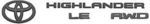 PT9484820402 - Exterior: Exterior Emblem, Blackout Overlay, LE AWD for Toyota Image