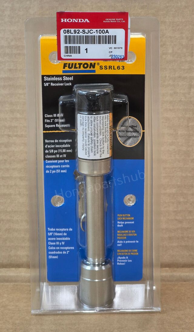 8L92SJC100A - Towing: Honda Trailer Hitch Pin Lock for Honda Image