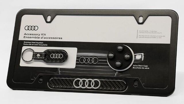 Audiアルミパネル ZAW-355-040-B-DX9 - Audi Rings License Frame Carbon Fiber Gift Set