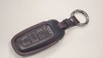 AR004BLKR - : AUDI BLACK LEATHER KEY COVER - RED STITCHING - for Audi Image