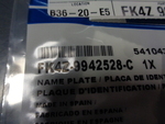 FK4Z9942528C - Body: Nameplate for Ford Image