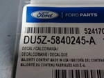 DU5Z5840245A - Body: Label for Ford Image