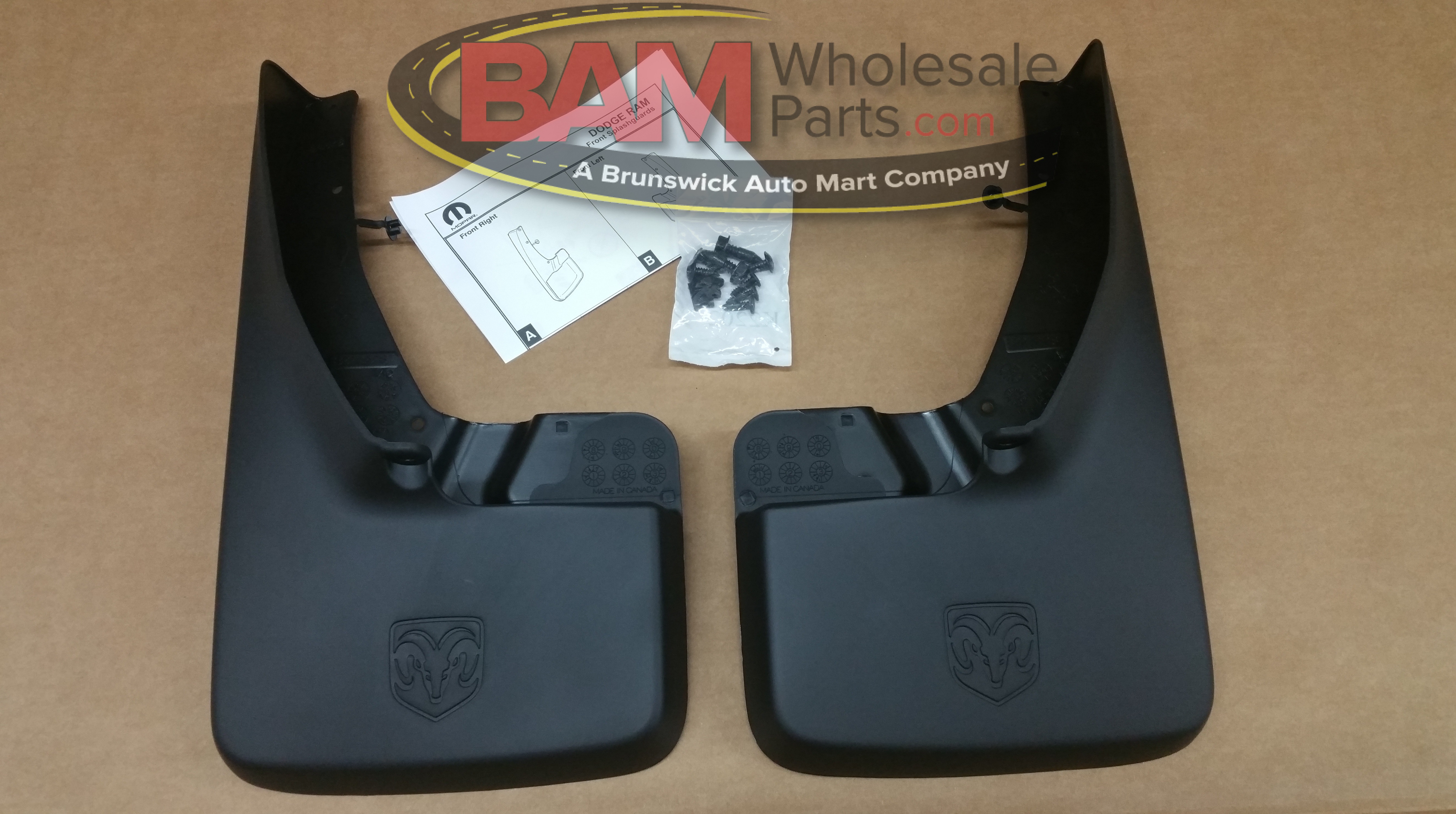 82212287AC - Exterior Accessories: 2013-2017 Dodge Ram Truck Mopar Molded Splash Guards Mud Flaps - Front for Dodge: Ram 1500, Ram 2500, Ram 3500 | Ram: 1500, 1500 Classic, 2500, 3500 Image