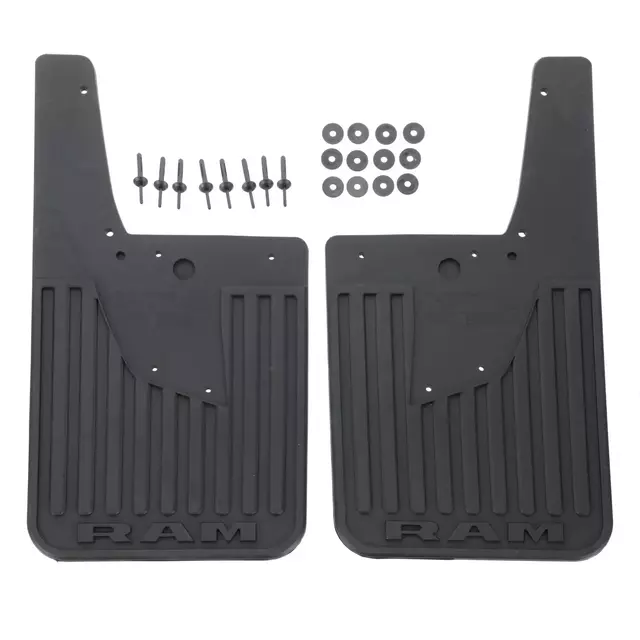 82215929AB - Exterior Accessories: 82215929AB RAM 2500 3500 Rubber Splash Guards Rear W/ Flares (2019-2024) Mopar OEM for Ram: 2500, 3500 Image