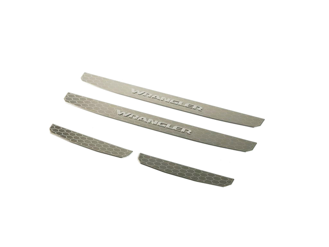 82215396AB - Exterior Accessories: 82215396AB Jeep Wrangler JL Door Sill Guards Stainless Steel 4 DR (2018-2026) Mopar OEM for Jeep: Wrangler Image