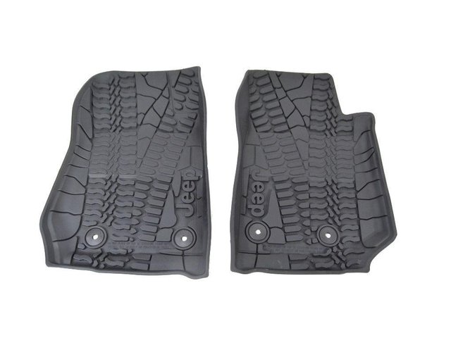 82213861 - Interior Accessories: 82213861 All Weather Mats Jeep Wrangler 2 Door Front Slush Mats (2014-2018) Mopar OEM for Jeep: Wrangler, Wrangler JK Image