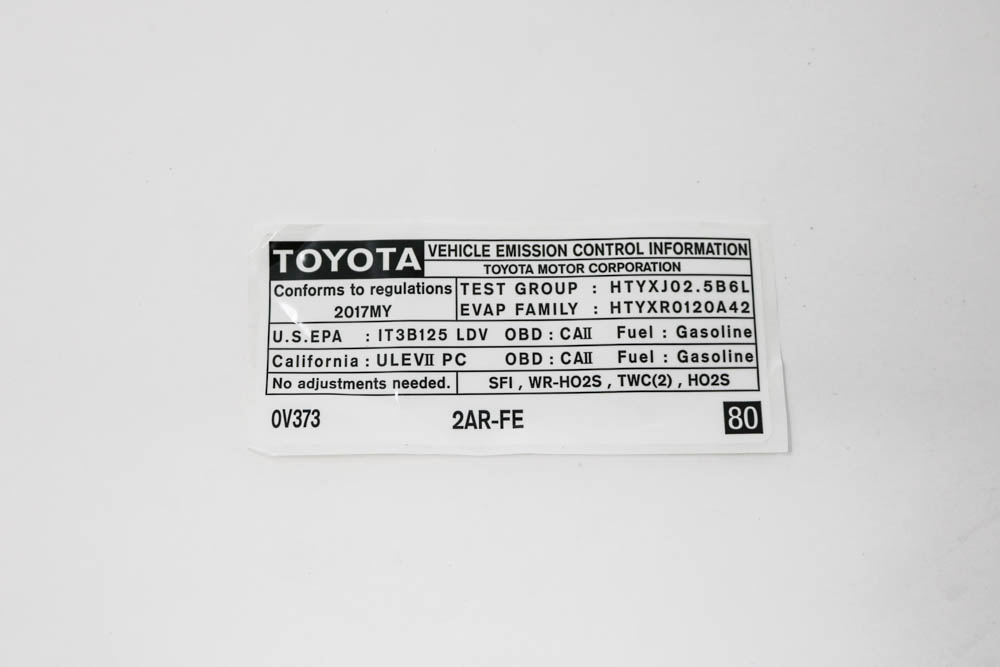112980V373 - : Emission Label for Toyota: Camry Image