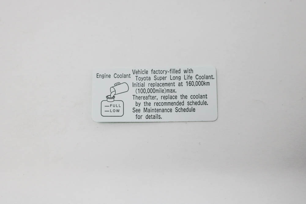 1129627020 - : Label for Scion: tC, xA, xB | Toyota: 4Runner, Avalon, Camry, Celica, FJ Cruiser, Highlander, Matrix, MR2 Spyder, RAV4, Sienna, Tacoma, Tundra, Yaris Image