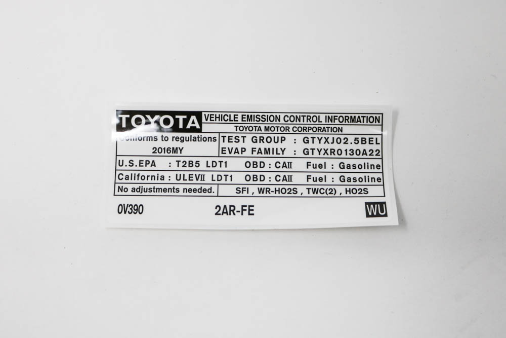 112980V390 - Body: Emission Label for Toyota Image