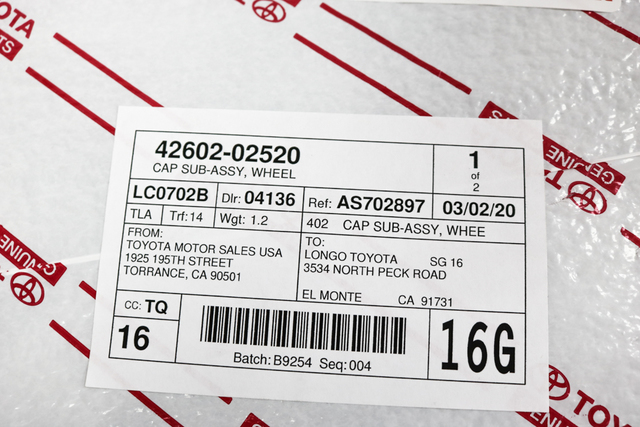 42602-02520 - Wheel Cover 2017-2019 Toyota Corolla | Longo