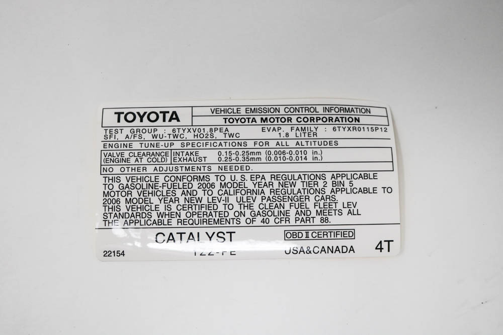 1129822154 - Body: Emission Label for Toyota Image