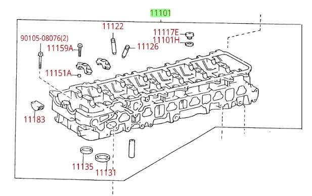 1993-1997 Toyota Land Cruiser Cylinder Head 11101-69107