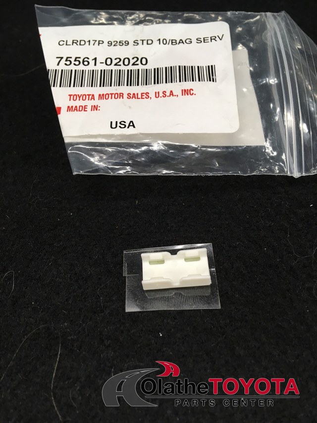 7556102020 - Body: Drip Molding Clip for Scion: xB | Toyota: 4Runner, Corolla, Echo, Highlander, Matrix, RAV4, RAV4 Prime, Sequoia, Tacoma, Tundra, Venza Image