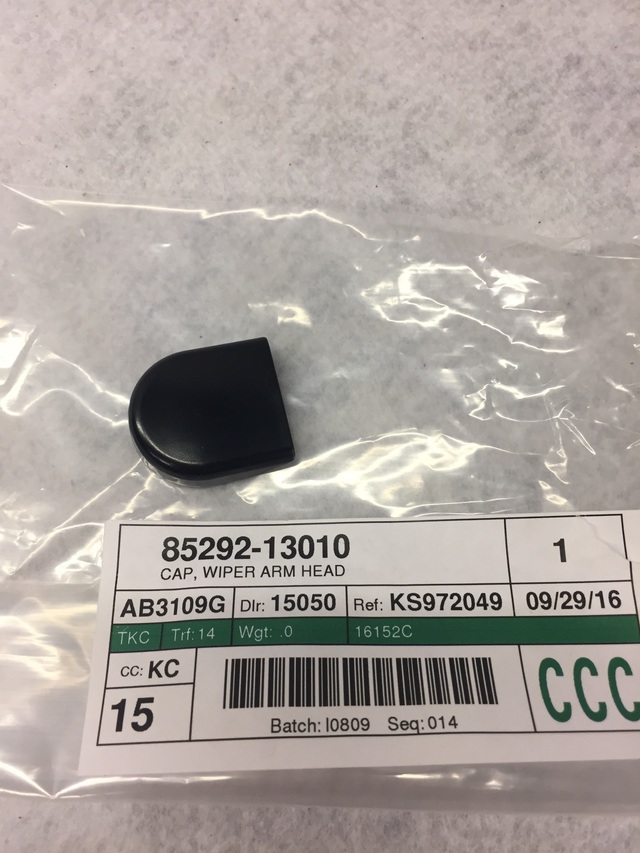 8529213010 - Body: Wiper Arm Cap for Scion: iM, iQ, tC, xA, xB, xD | Toyota: 4Runner, bZ4X, C-HR, Camry, Celica, Corolla, Corolla iM, Crown, Crown Signia, FJ Cruiser, GR Corolla, Highlander, Land Cruiser, Mirai, Prius, Prius AWD-e, Prius C, Prius Plug-In, Prius Prime, Prius V, RAV4, RAV4 Prime, Venza, Yaris Image