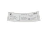 4G0010515A - : AC Label for Audi: A4, A4 Quattro, A5, A5 Quattro, A6, A6 Quattro, A7 Quattro, Q5, RS5, RS7, S4, S5, S6, S7 Image