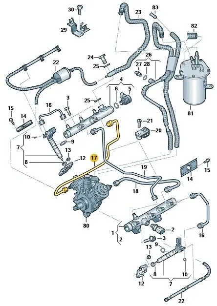 59130299AH - : Genuine Audi Fuel Line - 1..0L Feed 059130299AH OEM TDI for Audi Image