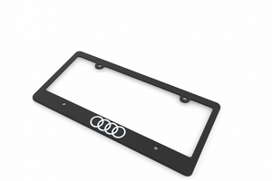Black Slimline License Plate Frame &ndash; OEM-Style Rings Design