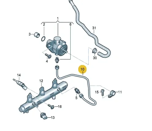 6H127501F - : Genuine Audi VW Fuel Line - 2 0T High Pressure Pipe 06H127501F OEM A4 A5 Q5 for Audi Image