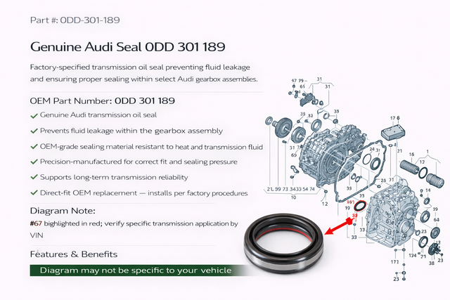 DD301189 - : Audi OEM Transmission Seal 0DD301189 Gearbox Oil Sealing Ring for Audi Image